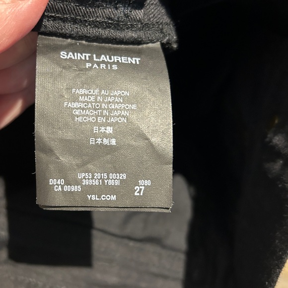 Saint Laurent distressed cropped skinny mid rise black jeans size 27 - Picture 5 of 8